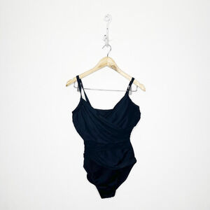 MIRACLESUIT Solid Harper Underwire One Piece Swimsuit BLACK Slimming womens 12